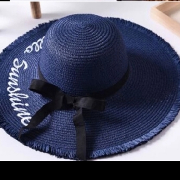 LAST 1- GRAY "HELLO SUNSHINE"  straw sun hat - Picture 5 of 7